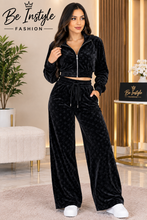 Load image into Gallery viewer, Black patterned velvet two-piece set - Be Instyle Fashion